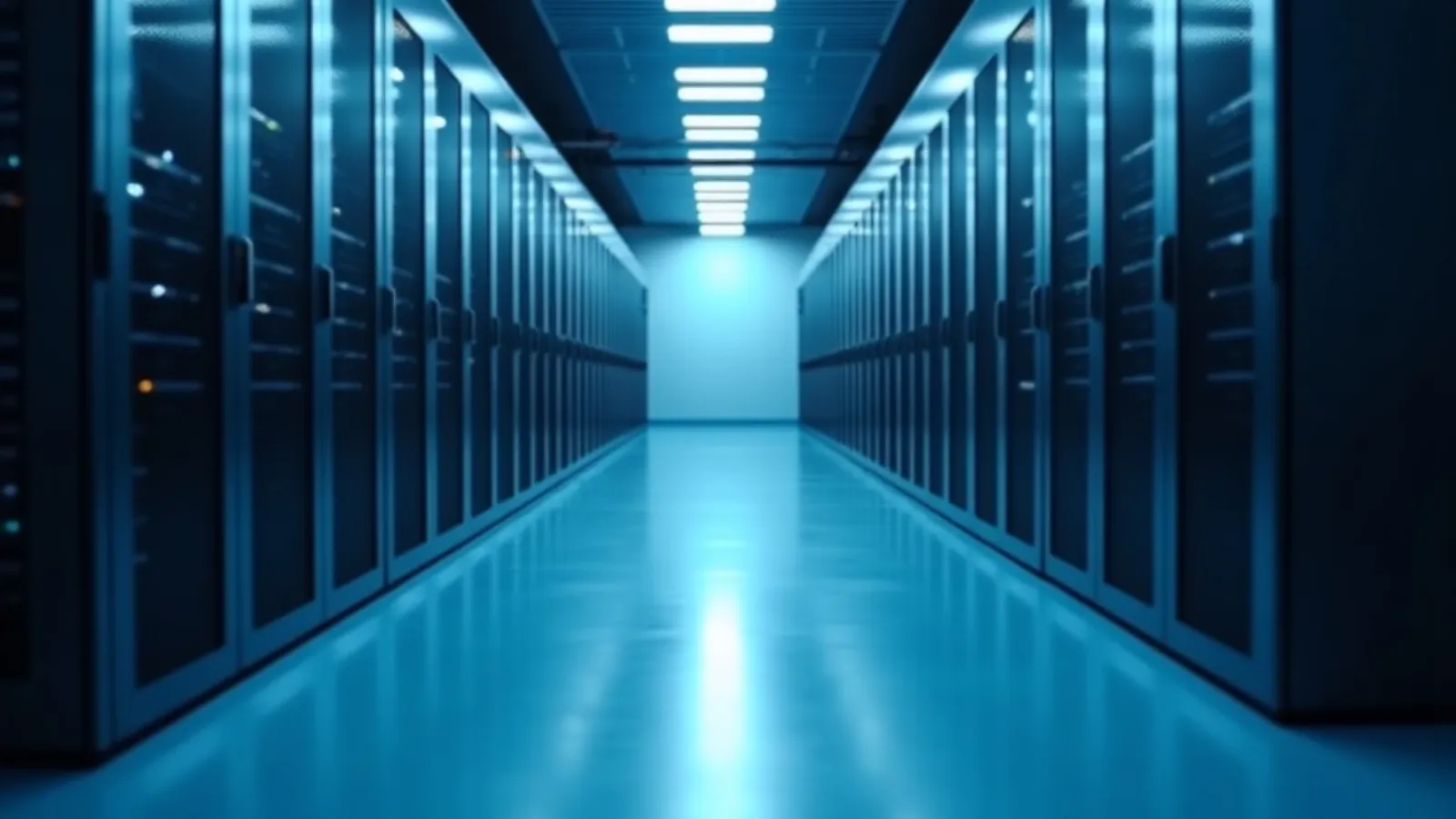 Modernes Rechenzentrum mit Serverreihen